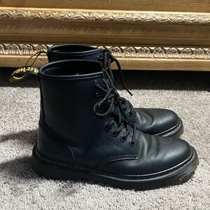 Dr. Martens Awley Black Leather Combat Boots